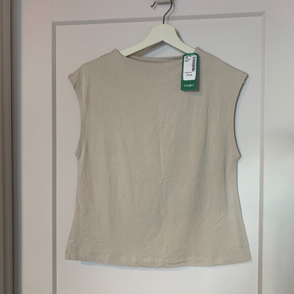 Simons Contemporaine NWT Cream Flowy Top Cap Sleeve Size M - Picture 1 of 4